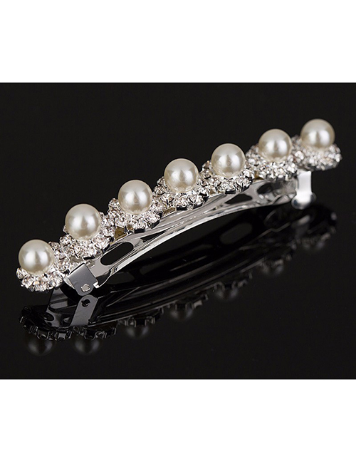Fashion Silver Pearl-studded Hair Clip
