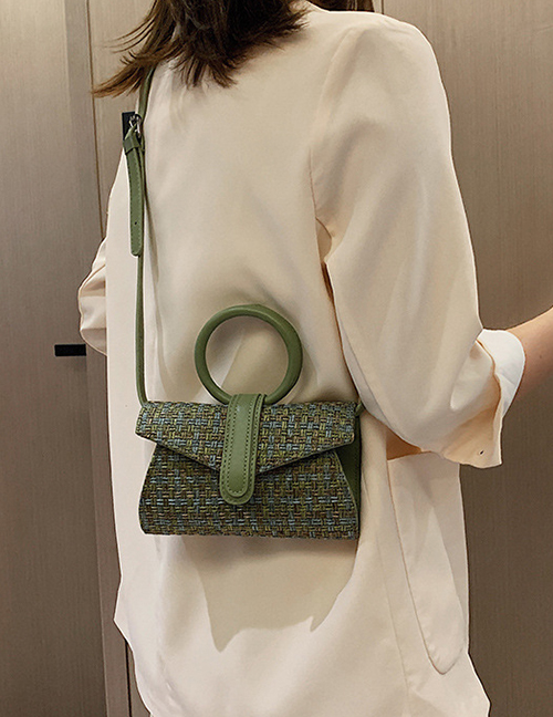 Fashion Green Plaid Woolen Stitching Shoulder Bag Shoulder Bag