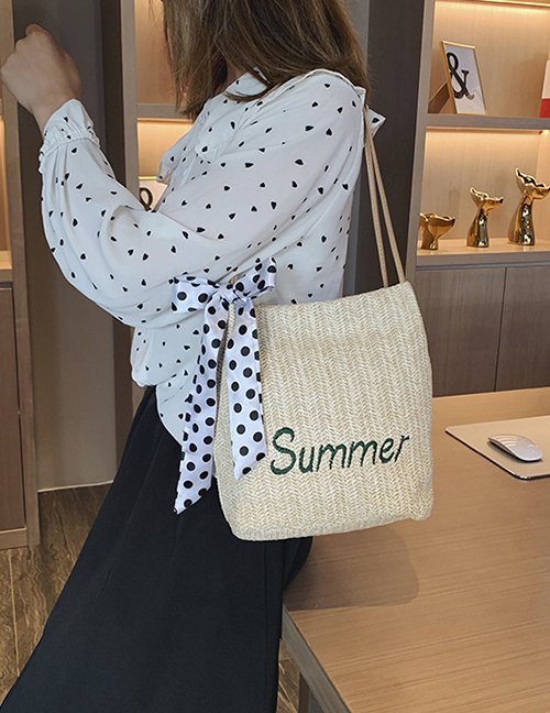 Fashion Summer White Scarf Straw Shoulder Messenger Bag
