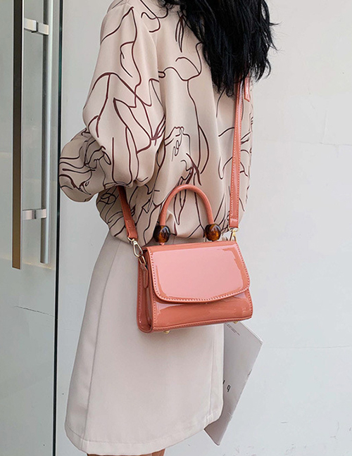 Fashion Pink Wooden Beads Bright Pu Hand Shoulder Shoulder Bag