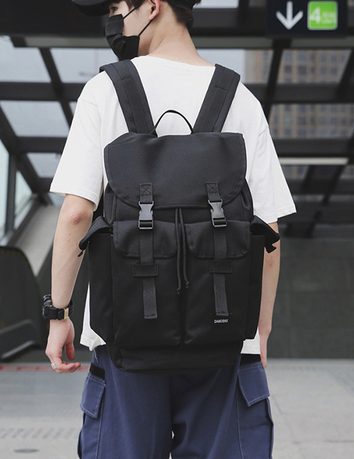 Fashion Black Ribbon Socket Backpack