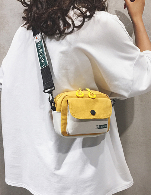 Fashion Yellow Contrast Stitching Shoulder Messenger Bag