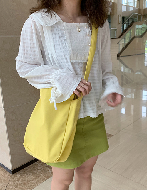 Fashion Yellow Drawstring Canvas Shoulder Messenger Bag