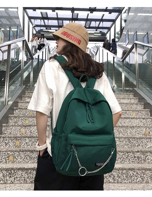 Fashion Green Metal Chain Backpack