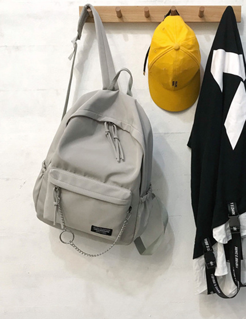 Fashion Gray Metal Chain Backpack