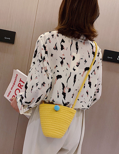 Fashion Yellow Cherry Woven Crossbody Shoulder Bag