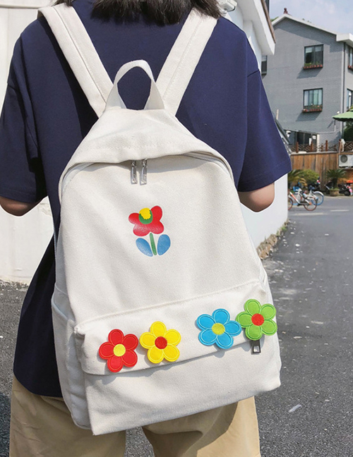 Fashion White Flower Backpack