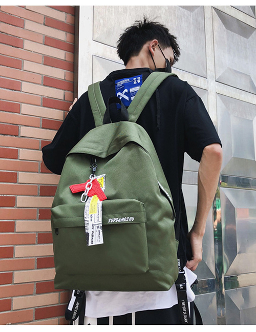 Fashion Green Embroidered Letter Backpack