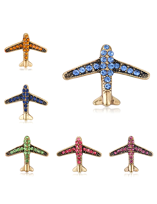 Fashion Gold Alloy-studded Aircraft Brooch 6 Packs
