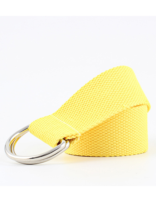 Fashion Yellow Double Buckle Canvas Belt