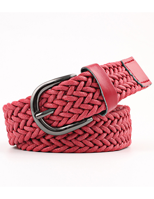 Fashion Red Wax Rope Braided Twist Belt