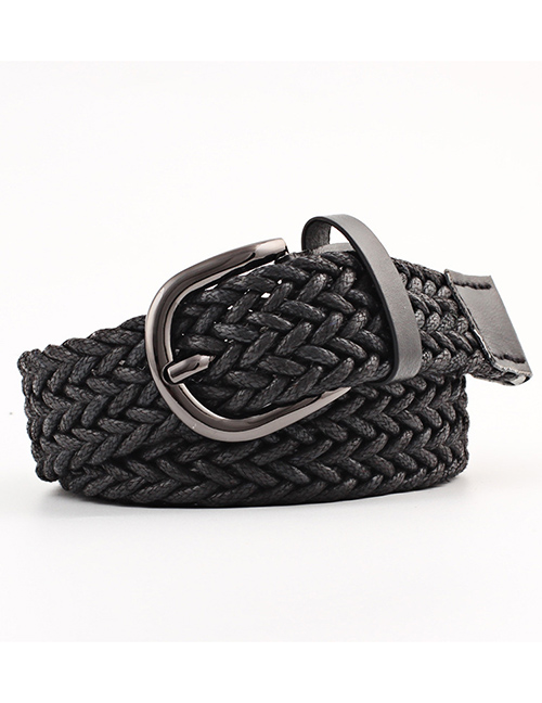 Fashion Black Wax Rope Braided Twist Belt