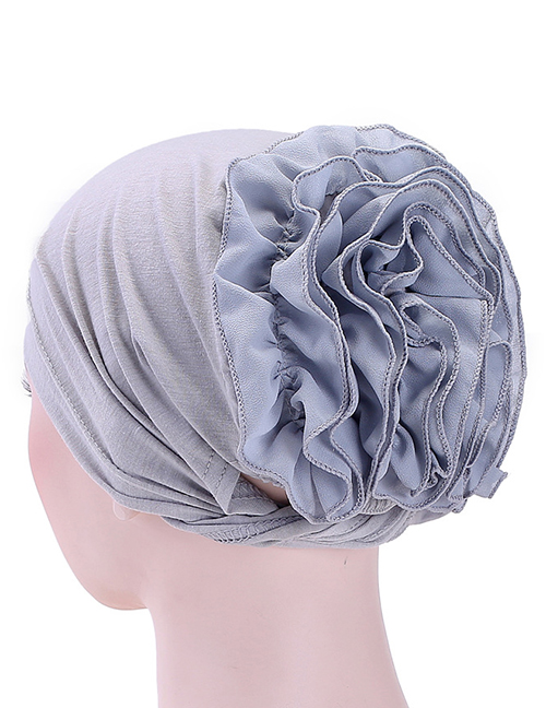 Fashion Gray Chiffon Disk Flower Cap