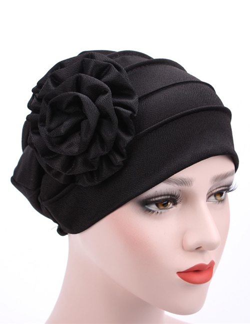 Fashion Black Side Decal Flower Head Cap