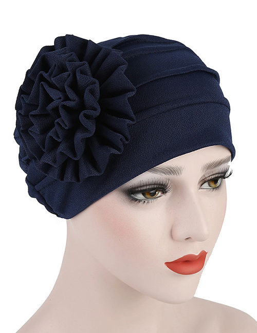 Fashion Navy Side Decal Flower Head Cap