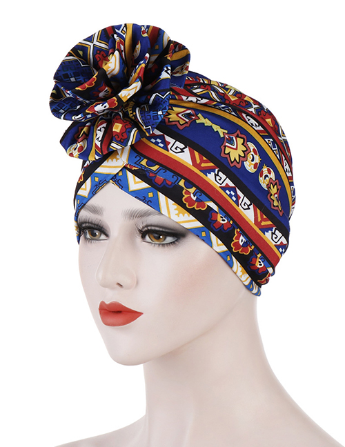 Fashion Sapphire Flower Turban Cap