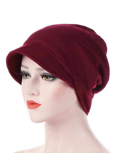 Fashion Wine Red Cotton Hooded Hex Headgear