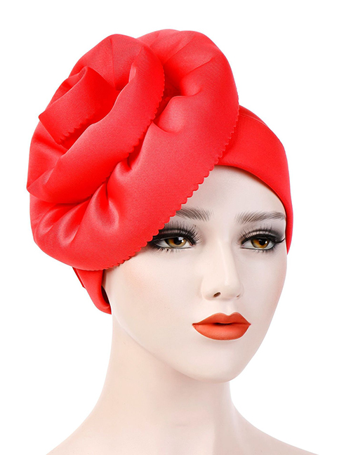 Fashion Watermelon Red Space Cotton Super Large Flower Side Cut Flower Headband Cap