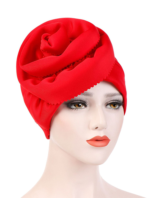 Fashion Red Space Cotton Super Large Flower Side Cut Flower Headband Cap