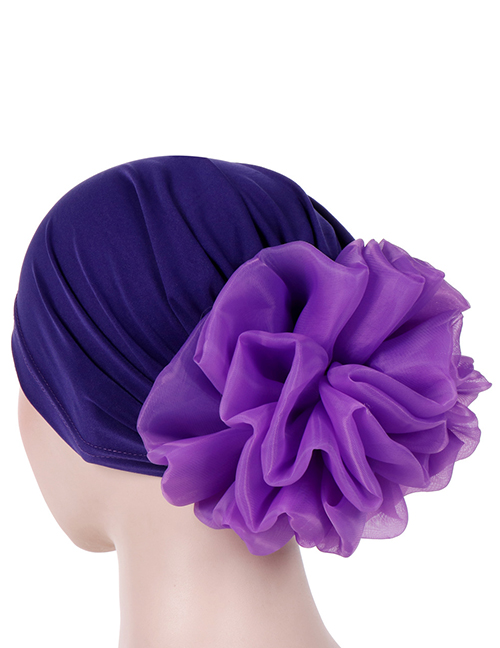 Fashion Purple Big Flower Milk Silk Baotou Dish Flower Hat