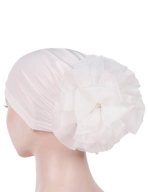 Fashion White Big Flower Milk Silk Baotou Dish Flower Hat