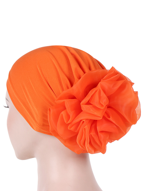 Fashion Orange Big Flower Milk Silk Baotou Dish Flower Hat