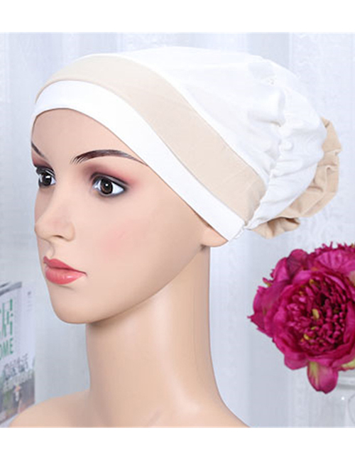 Fashion White Two-color Elastic Cloth Wearing A Flower Headband Hat