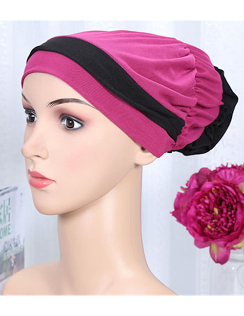 Fashion Rose Red Two-color Elastic Cloth Wearing A Flower Headband Hat
