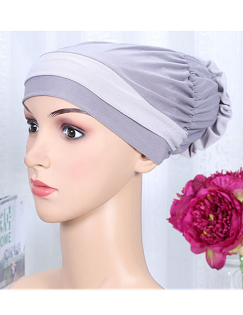 Fashion Gray Two-color Elastic Cloth Wearing A Flower Headband Hat