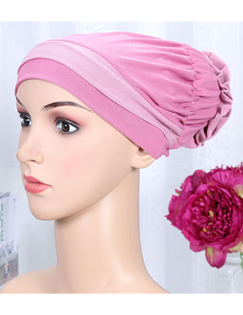 Fashion Pink Two-color Elastic Cloth Wearing A Flower Headband Hat