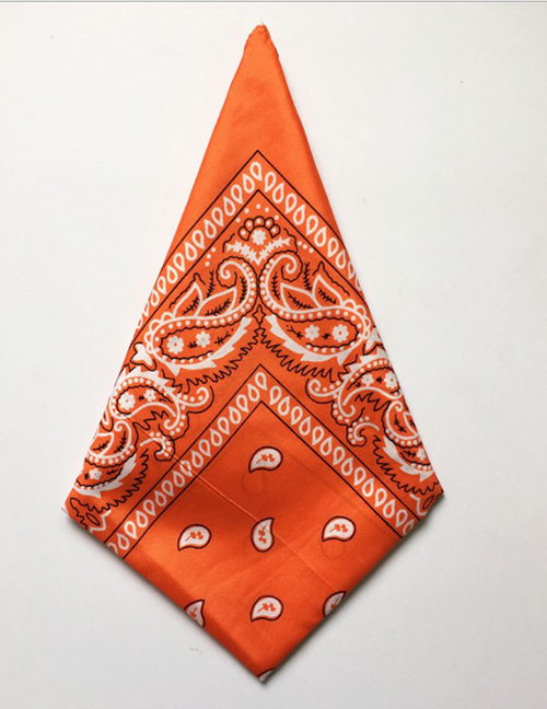 Fashion Orange Cashew Flower Print Scarf Scarf