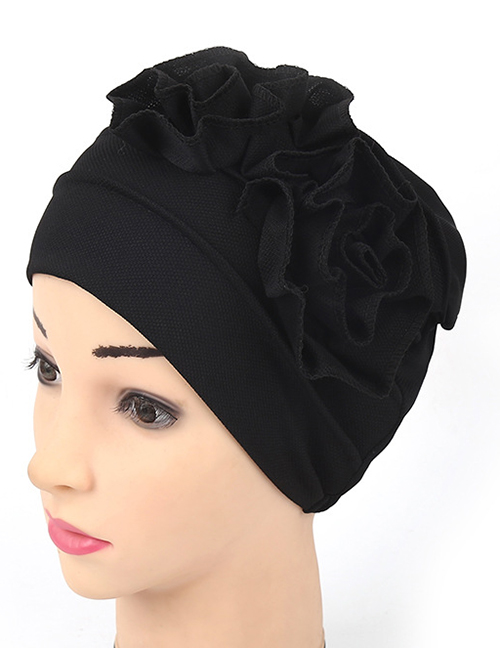 Fashion Black Double Flower Baotou Cap