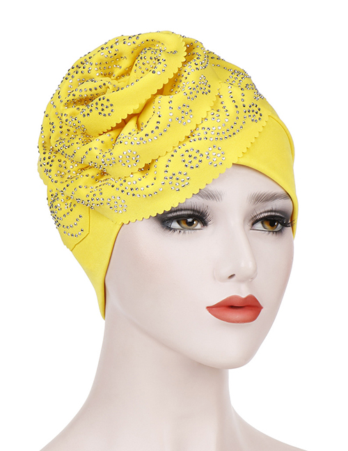 Fashion Yellow Wavy Cashew Flower Hot Bit Towel Cap