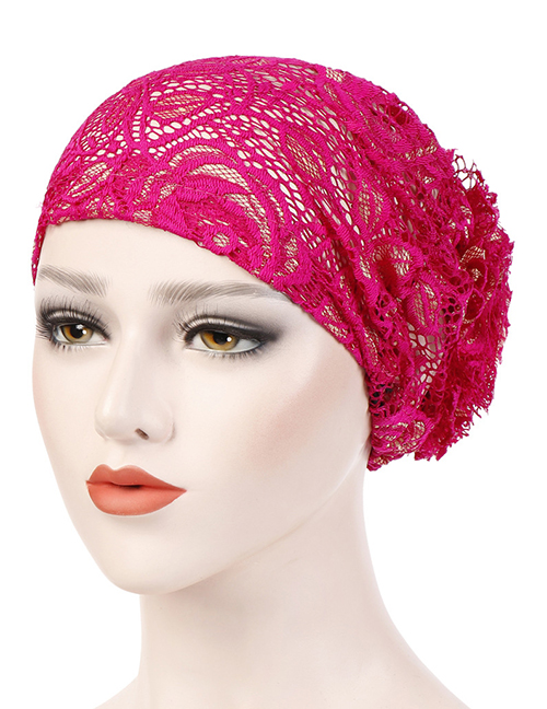 Fashion Rose Red Lace Disk Flower Headgear
