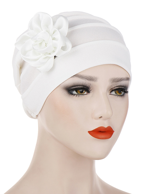 Fashion White Side Flower Hex Cap