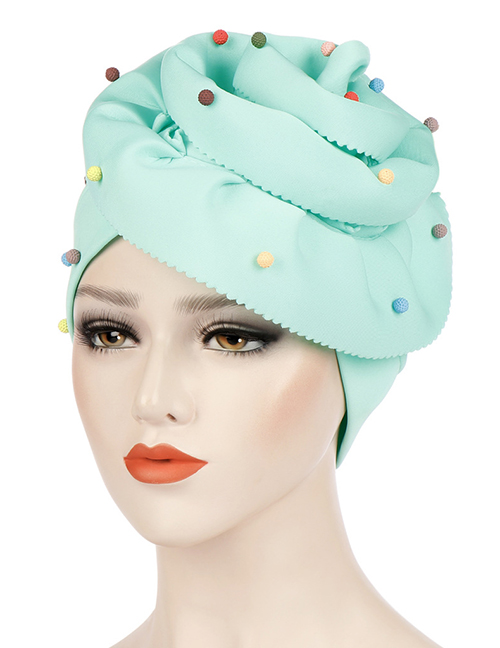Fashion Mint Green Beaded Large Flower Head Cap