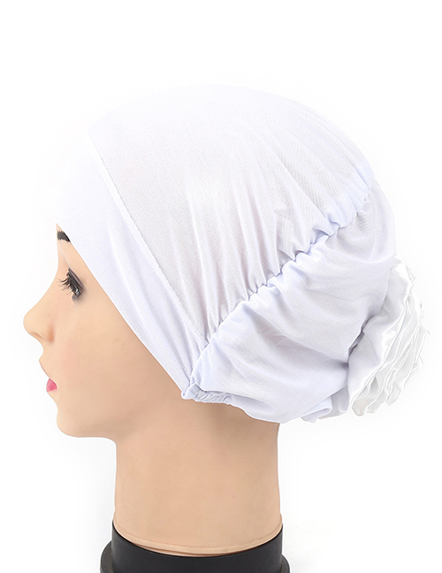 Fashion White After Wearing A Flower Cloth Scarf Cap