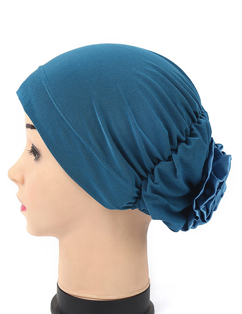 Fashion Lake Blue After Wearing A Flower Cloth Scarf Cap