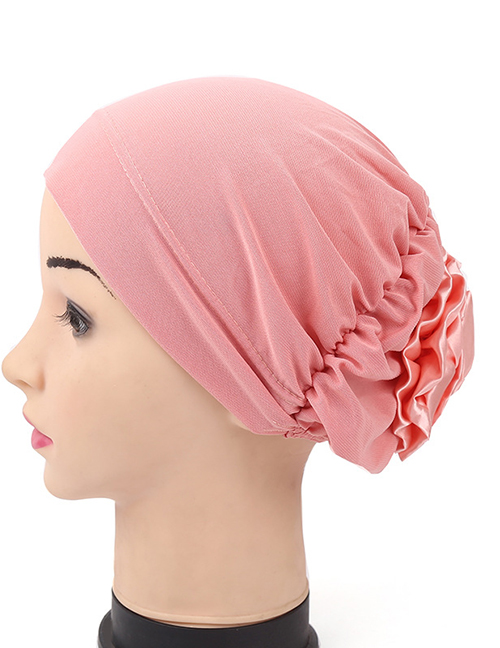 Fashion Pink After Wearing A Flower Cloth Scarf Cap