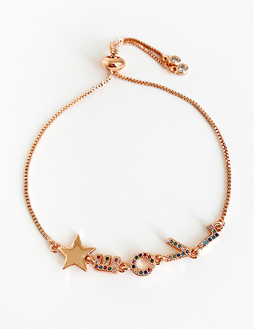 Fashion Rose Gold Copper Inlaid Zircon Letter Love Pentagram Bracelet