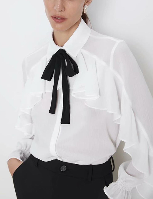 Fashion White Butterfly Laminated Shirt