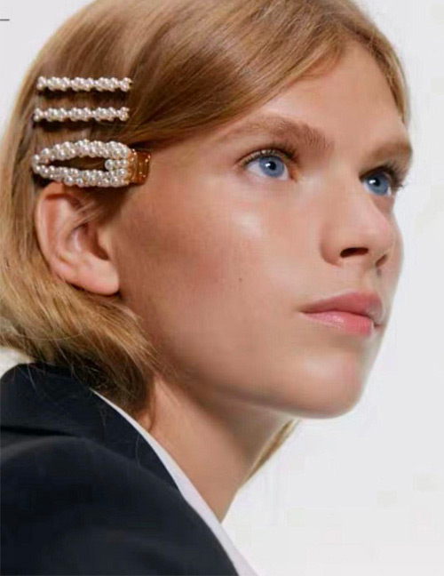 Fashion Gold Alloy Pearl Hair Clip Set