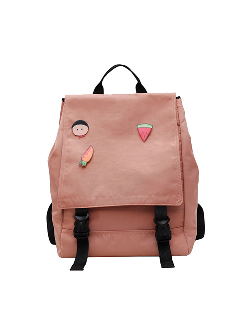 Fashion Pink Cartoon Label Backpack