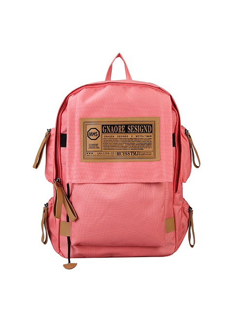 Fashion Pink Oxford Cloth Letter Backpack