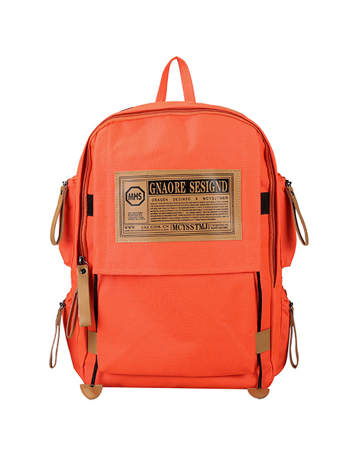 Fashion Fluorescent Orange Oxford Cloth Letter Backpack