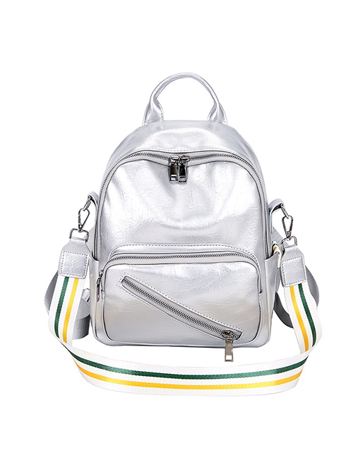 Fashion Silver Glossy Travel Backpack