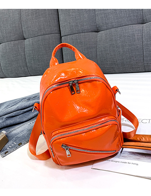 Fashion Orange Glossy Travel Backpack