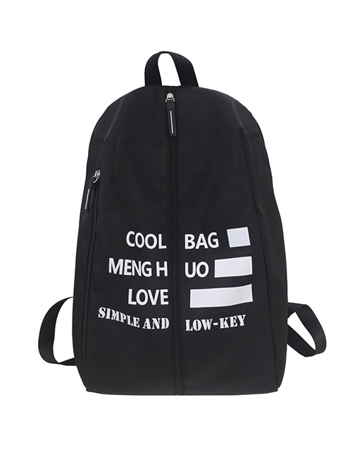 Fashion Black Letter Printed Backpack