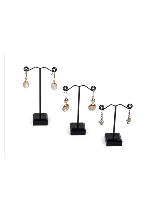 Fashion Medium Black Earring Display Stand Metal Acrylic Three-piece