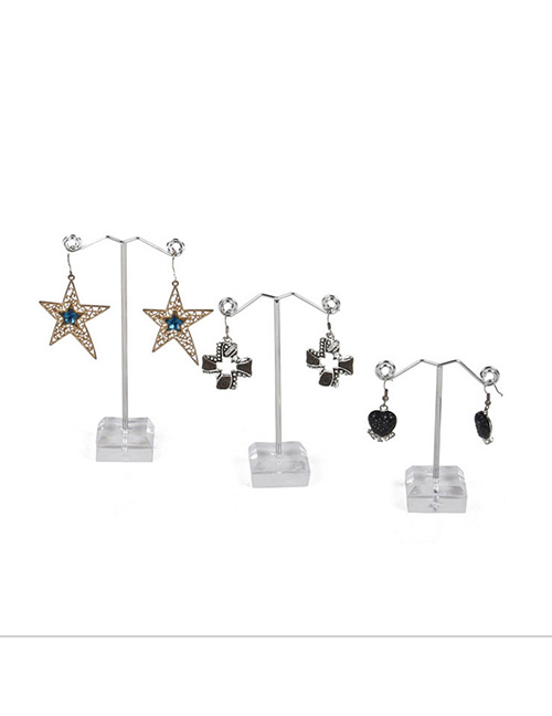 Fashion Small Transparent Earring Display Stand Metal Acrylic Three-piece